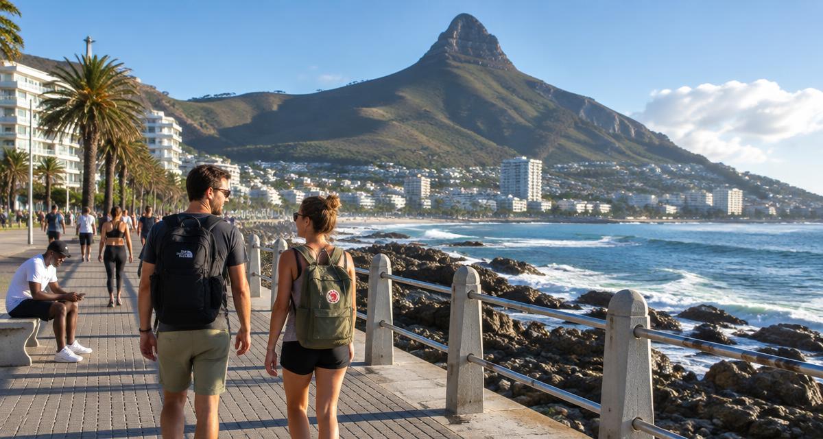 Travelers exploring a street in Cape Town, South Africa