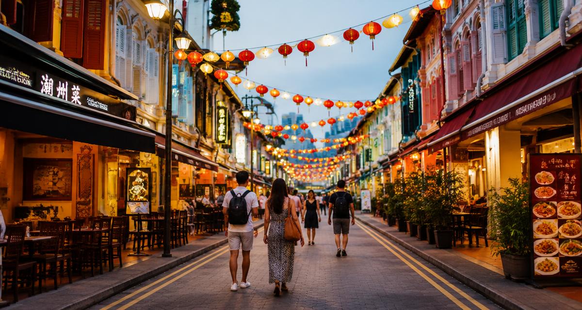 Travelers exploring a street in Singapore, Singapore